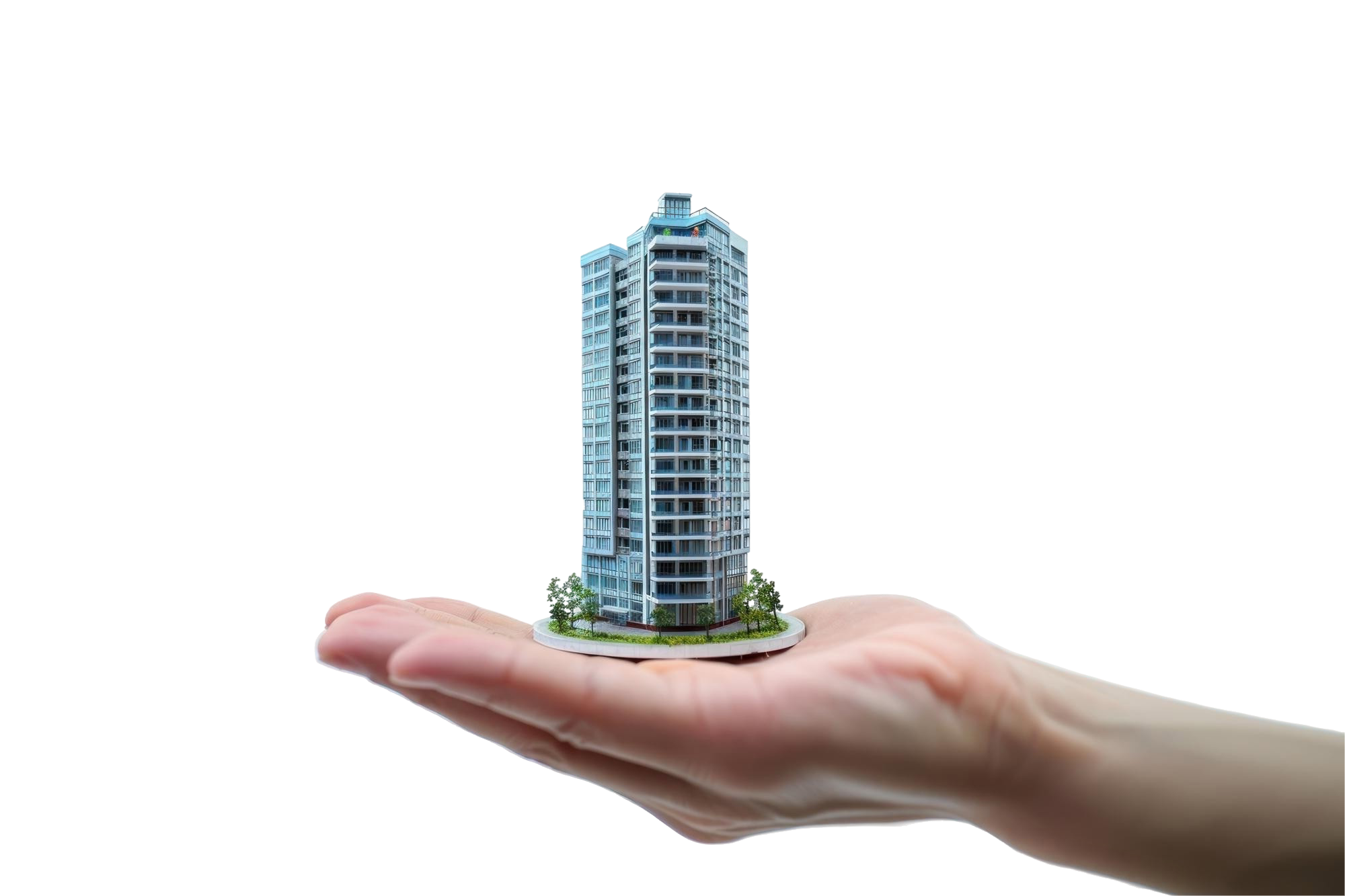 Building held in a hand